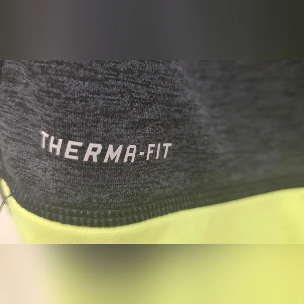 Nike Therma Fit Hoodie Dark Grey Volt Green Swoosh Size L